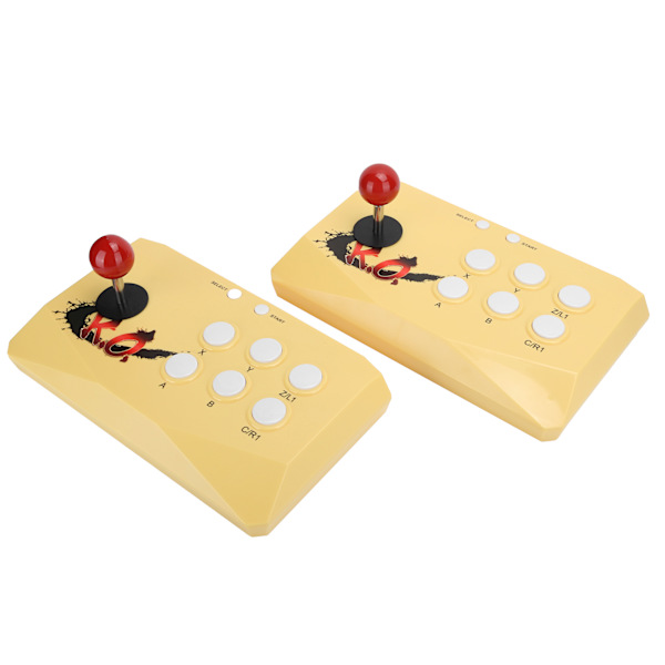 Dubbel trådlös fighting joystick gamepad spel fight stick controller TV spelkonsol gul