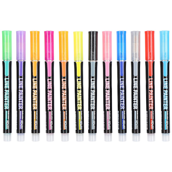 Bärbar färgad highlighter barn vuxna målarritning highlighter markörpenna set 12 färger