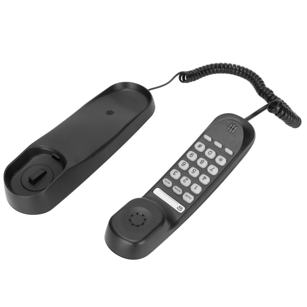 Telefon med ledning Svart Multifunksjonell veggfeste Skrivebordstelefon med ledning for kontorhotell hjemmebad
