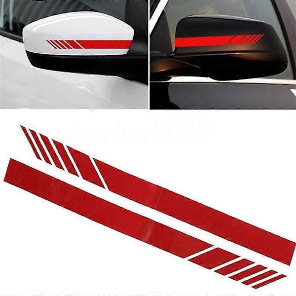 2kpl Auton taustapeilin tarrat Koriste DIY Auton korin tarra Sivutarra Raidat Tarrat SUV Vinyyligrafiikka Punainen