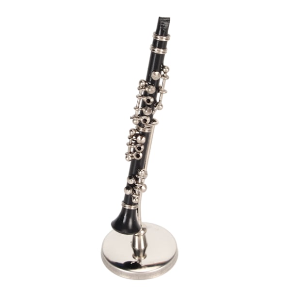 Miniature Klarinet Model med Stativ og Etui Musikinstrumenter Klarinet Model Display til Skrivebordsdekoration 3,15in