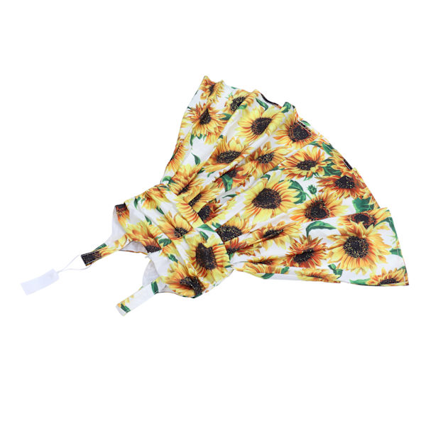 Solrosmönstrad sommarklänning för flickor, ärmlös, för småbarn, gul, 90 cm / 35,4 tum