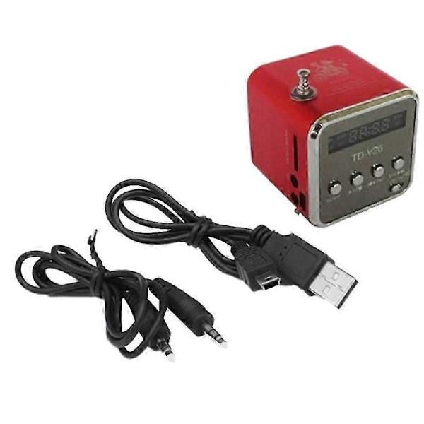 TD-V26 Digitaalinen Kannettava Mini FM Radio Vastaanotin LED Kaiutin Langaton Kaiutin MP3 Tuki SD/TF Kortti Punainen