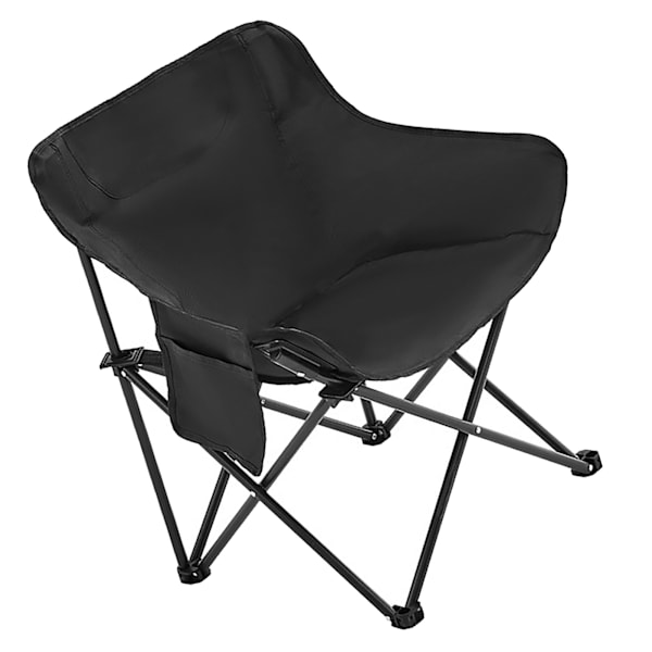 Fällbar campingstol med sidofickor Ergonomisk design Bärbar hopfällbar campingstol för picknick fiske Svart