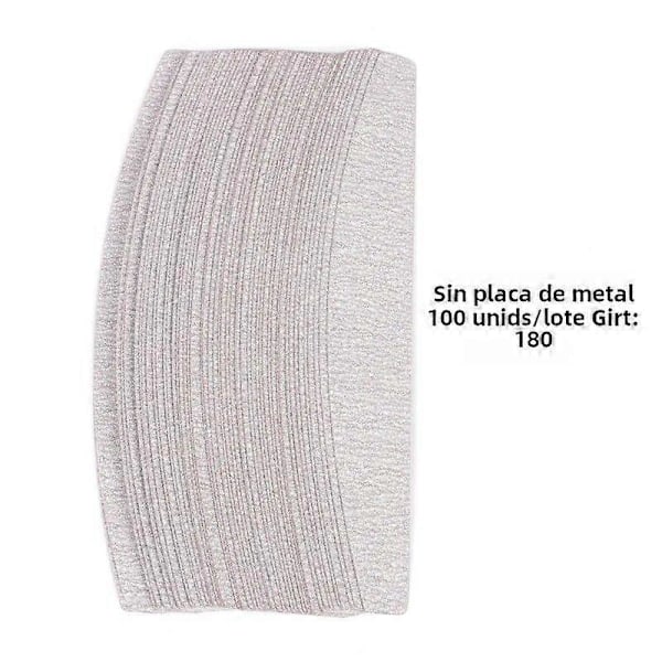 100 st Nagel Järnpapper med Avtagbart Metallhandtag Buffé 100/180 Dubbelsidig Manikyr Nagelkonstfil Nagel Klippset 180 Grit