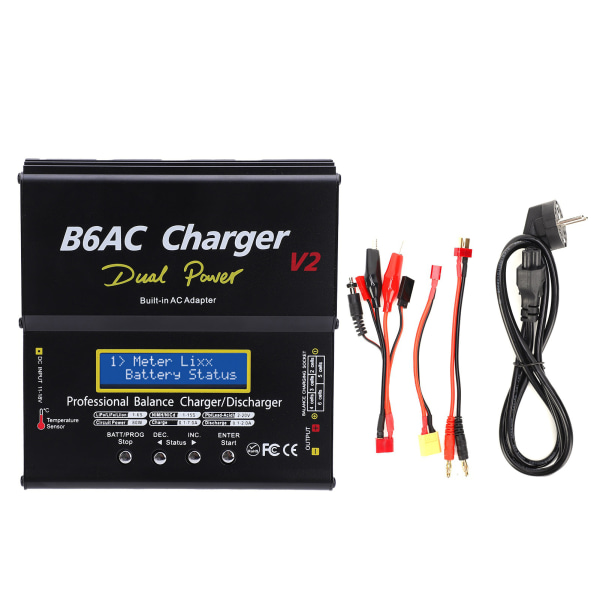 Balanceoplader og aflader i intelligent aluminiumslegering med ladekabel 80W 7A B6AC V2Black EU-stik 220V