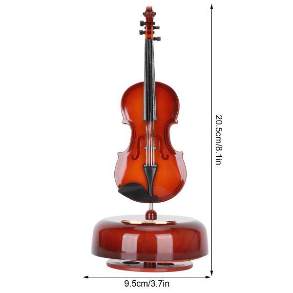 Roterende Cello Shape Music Box Musikinstrument Model Hjem Dekorationer med Stand