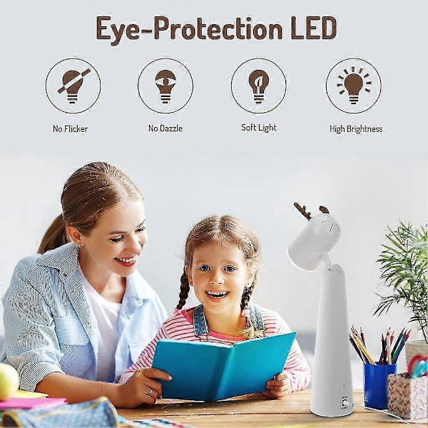 Barneslampe Nattbordslampe Komfortabel Nattlys for Barn USB Oppladbar Leselampe For Juledekorasjon Barnerom