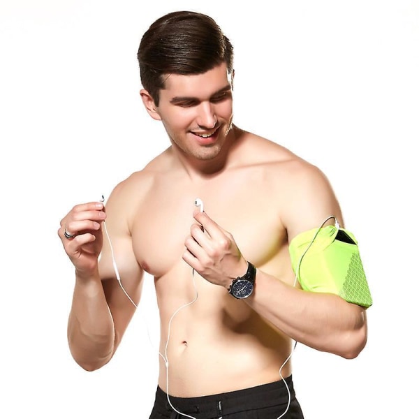 Grønt komfortabelt sportsarmbånd med skulderrem og fast lomme til mobiltelefoner - str. L
