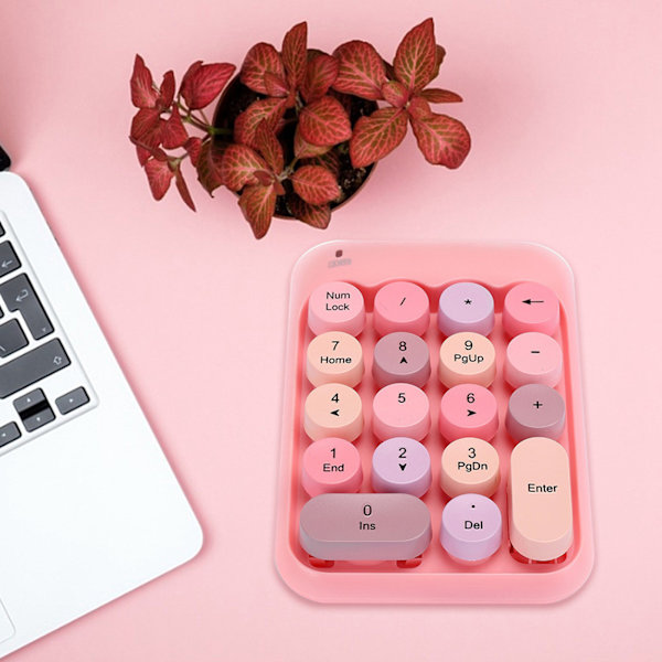Mini 2.4G trådløst numerisk tastatur Vintage farverigt rund hætte Num-tastatur Vandtæt 18-taster til finansielt regnskab