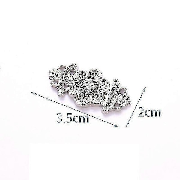 Återanvändbara Metallknappar Pärlknäppning Byxknapp Infällbar Knapp Sy-på Spännen För Jeans Perfekt Passform Minska Midjan Silver Blomma 3st