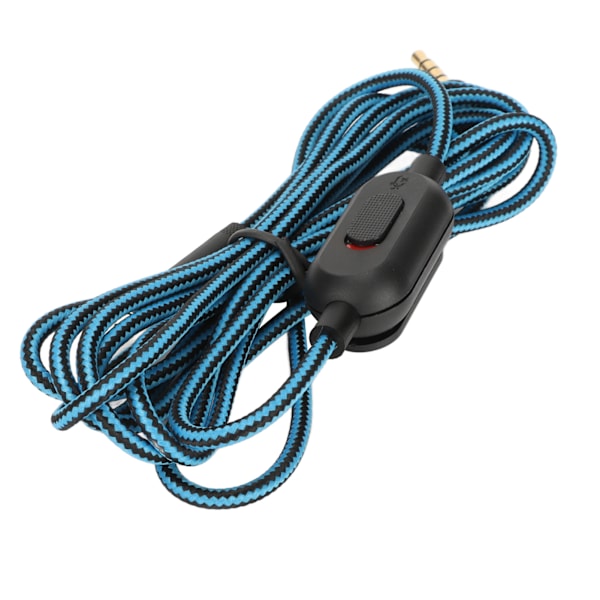 Spelheadsetkabel vävd hörlurssladd med volymkontroll och mute-omkopplare för Logitech G Pro X G433 G233 Blue