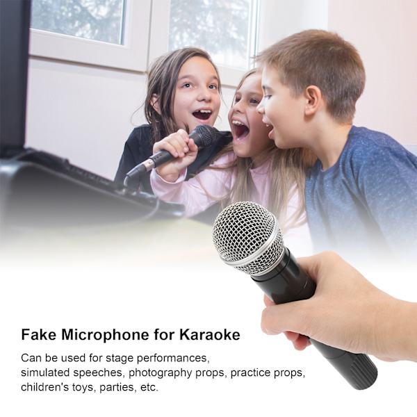 Muovinen rekvisiittamikrofoni karaoke-tanssiesityksiä varten. Harjoittelumikrofoni-rekvisiitta karaokea varten