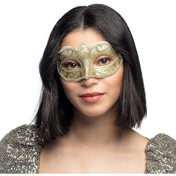 Elegant gylden venetiansk Felina øyemaske for maskeradeball, karneval og temafestkostyme