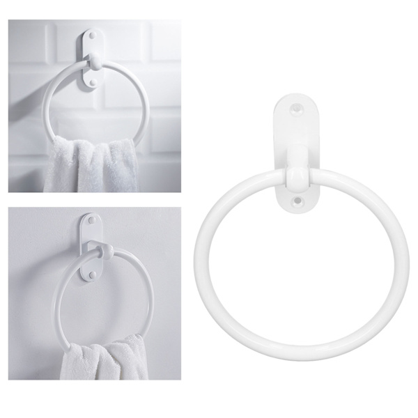 Håndklædeholder til badeværelse i aluminiumlegering, pladsbesparende, hvid, elegant stil, håndklæderinge til hotel