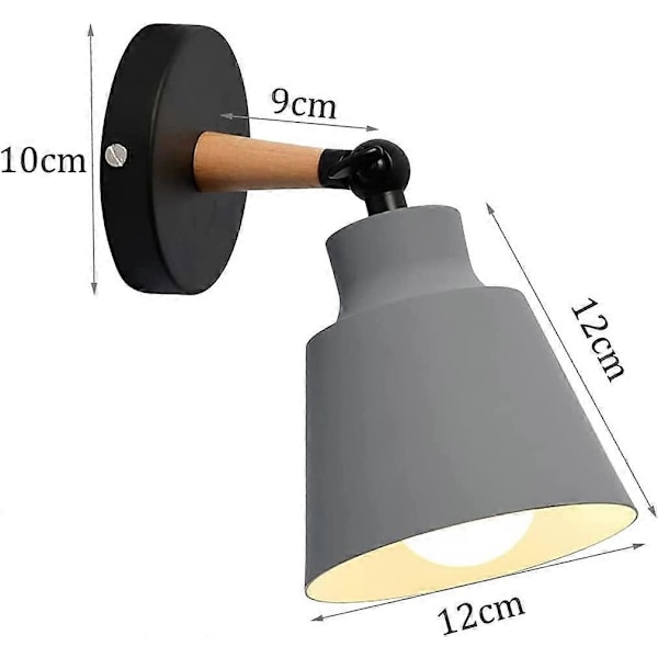 2 Pakker Vintage Industrielle Væglamper Loftslamper E27 Metal Justerbar Retro Indvendig Væglampe til Soveværelse Køkken Restaurant (Grå)