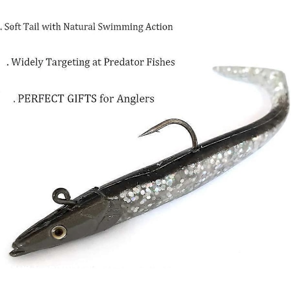 10 stk. myke fiskesluker jigg hode med T-hale myke fiskebaiter 11 cm 18,5 g
