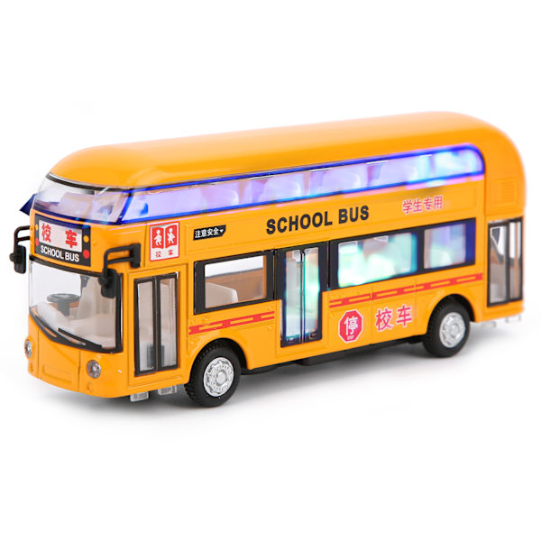 1:50 Lasten kaksikerroksinen bussilelu Lapsen ääni- ja valosimulaatio Seosvetoautolelu Keltainen