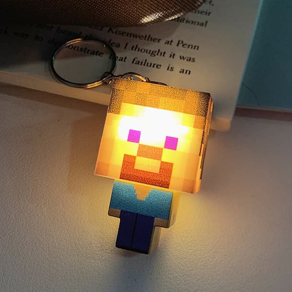 Minecraft - 1st Easy Keychain - Cube Building Block Lamp - Novelty Pendant Toy Creative Toy Steve Steve