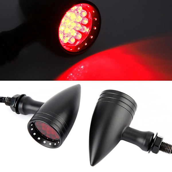 2 stk. Motorcykel Modificeret Retro Blinklys LED Lys Indikator Advarselslampe Universal