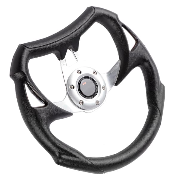 13in 320mm Universal Aluminium PU Læder Bil Sport Racing Drift Rat Sølv