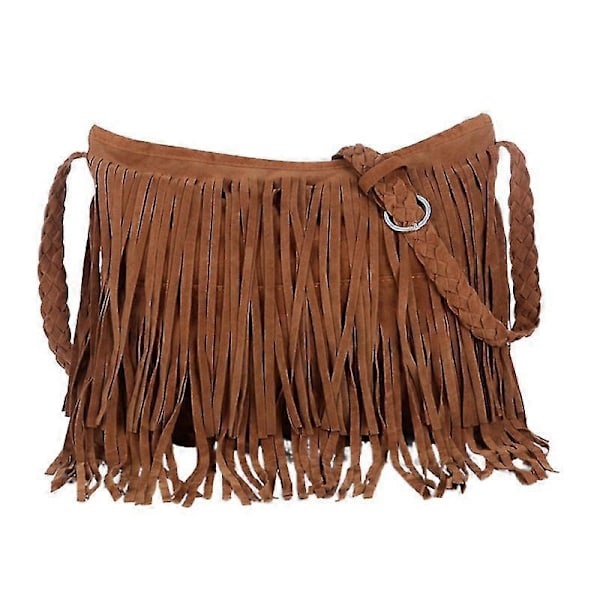 1 st Tofs Axelväska Läder Tote Tofs Handväska Crossbody Väska Dam Frans Tofs Väska (ljusbrun)