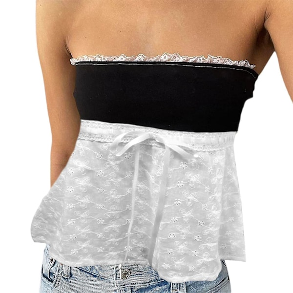 Sexy Lace Off-Shoulder Crop Top for Women L Black