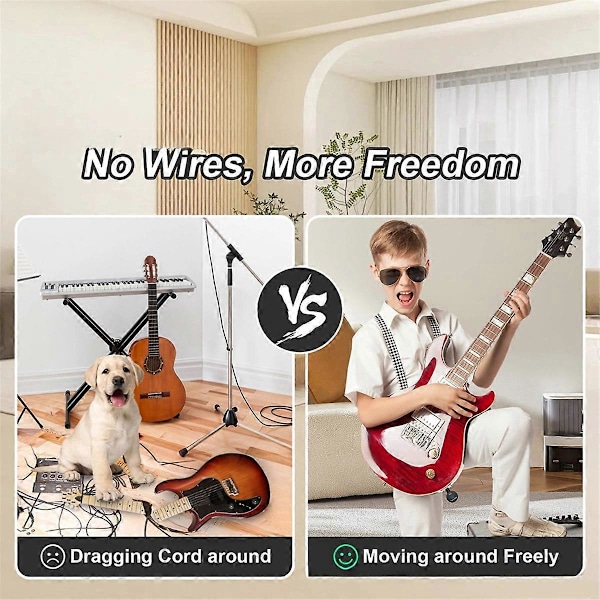 2.4GHz Trådlöst Gitarrsystem Trådlös Gitarrsändare Mottagare Svart