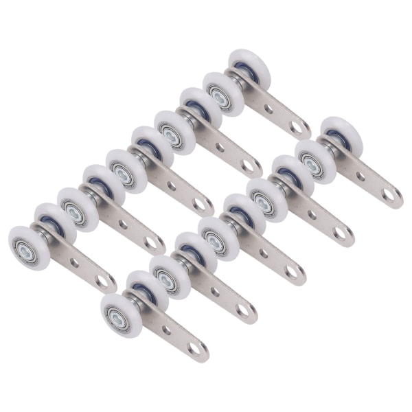 10 stk remskive i rustfritt stål og nylon med 2 nylonhjul 19 mm diameter 44 mm lengde for skyvedør