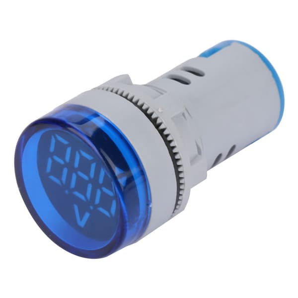 LED Voltmeter Signallys Digitalt Display DC Spenningsmåler Indikator Rund Lampe Tester (Blå)