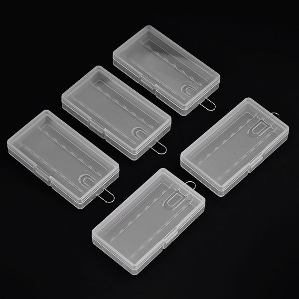 5 STK Bærbar Hard PP Transparent Case Holder Oppbevaringsboks for 8 x AAA-batterier med krok