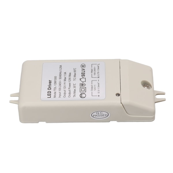 12W DC 12V 1A LED-driver LED konstantstrømsdrev strømforsyning til LED-stribelys AC 100-240V TDL 12M1000