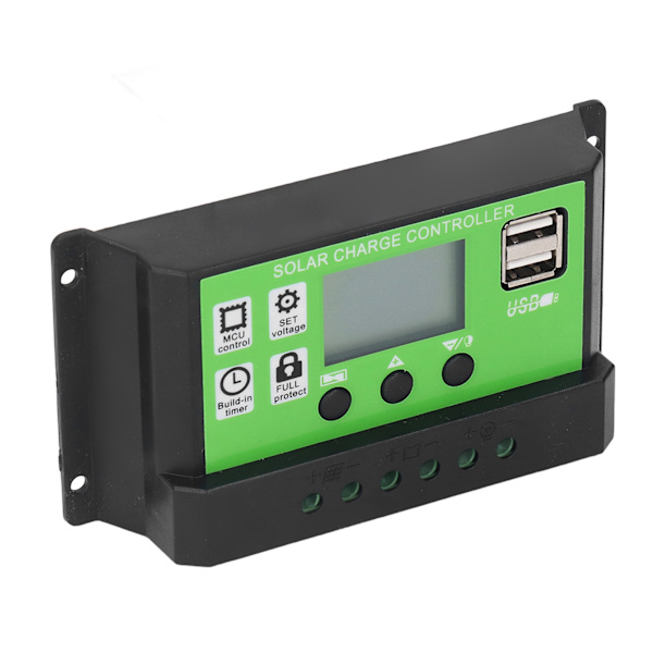 Solar Charge Controller Justerbar Parameter Intelligent Solpanel Opladningsbatteriregulator med LCD-display 12V 24V Adaptiv 20A