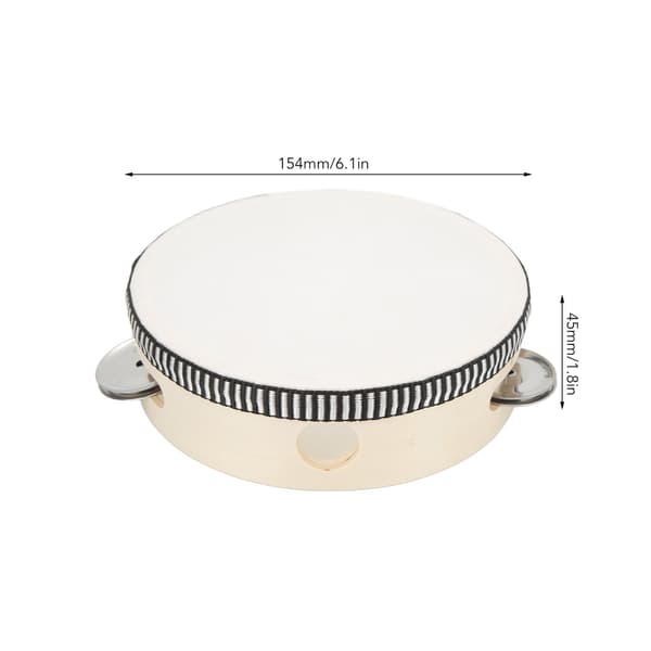 Pædagogisk Håndholdt Tamburin Tromme - 154mm, Polyester, Klar Lyd