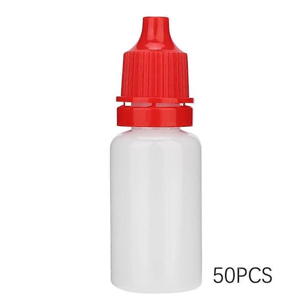 50 st 10 ml ögondroppsflaskor läckagesäkra tomma plastbehållare med barnsäker kork för hemresor 10ml Red Cover