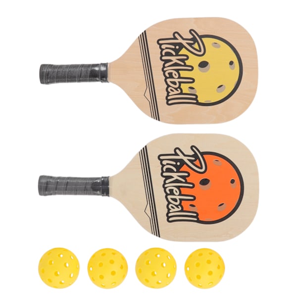 Pickleball-set med träracketar för nybörjare