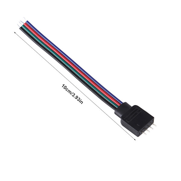 20st 4-stifts kabelanslutningsledningar för 5050/3528/3014 RGB LED Strip-ljus 10 cm längd hane