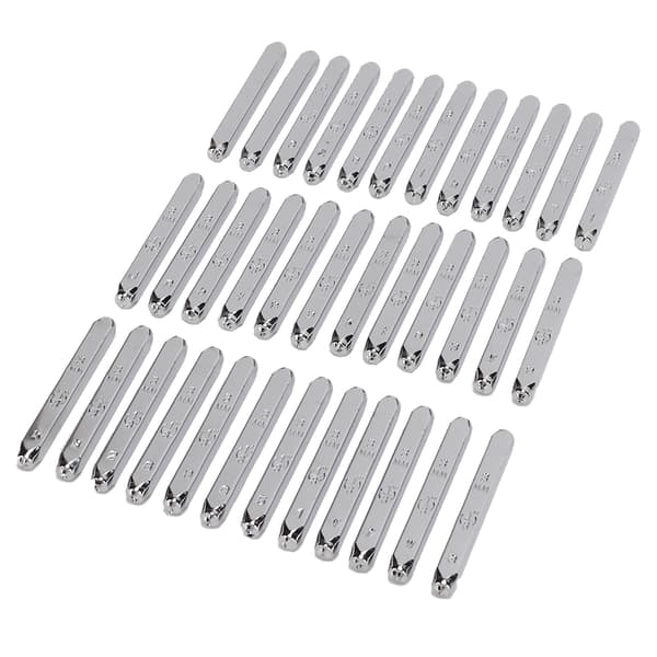36 stk. bokstavstempler DIY bokstavnummer symboler galvaniserte metall lær stål stemplingsverktøy