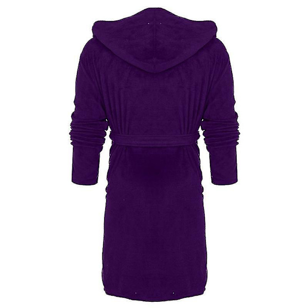 Huvad Fleece Badrock för Kvinnor - Lila Nattkläder Dressing Gown