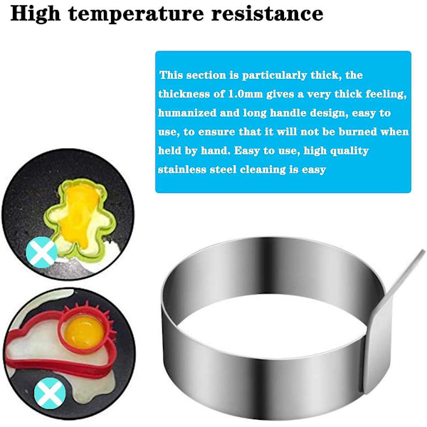 Äggringar i rostfritt stål, Non-stick omelettformar, Perfekt för ägg, pannkakor, omeletter, livsmedelskvalitet