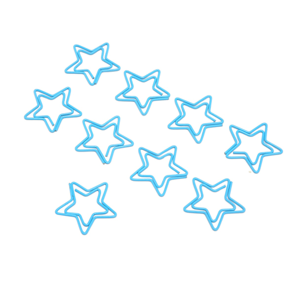 100 stk. stjerneformede papirclips med plating-proces, rustfri, praktiske, metalliske papirclips til kontor, blå