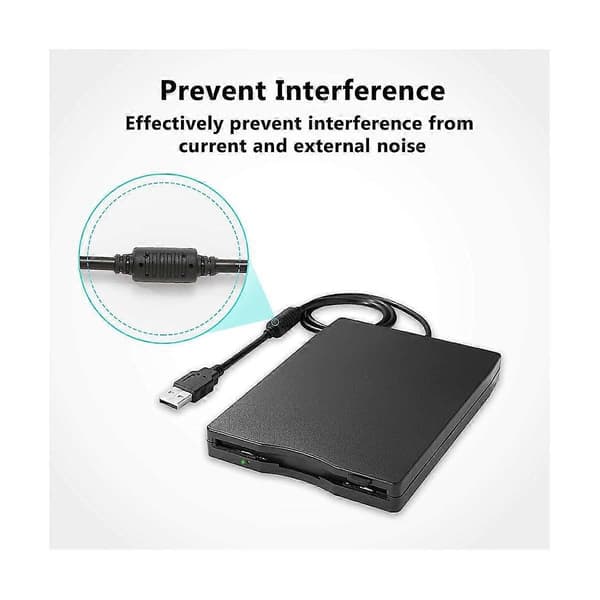 USB Floppy Drive 3.5In External Portable 1.44 MB FDD Floppy Disk Drive for Windows 7 8 200 black