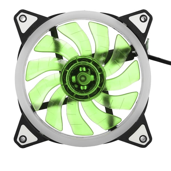 FAN-RS18 12V DC 120mm LED kabinetblæser med dobbelt blænde, multi-interface køleblæser (grøn)