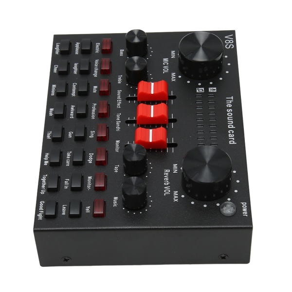 Bluetooth Live Sound Card 8 Modes Voice Changer Sound Mixer Board med 16 lydeffekter til Karaoke Live Streaming Black