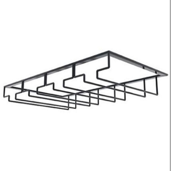 Vinstangsholder Sort 4 Slot Jern Wire Samlet Design Korrosionsbestandig Nem Rengøring Glasopbevaring Hanger til Bar