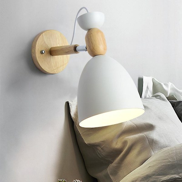 Grå vägglampa i trä - Modern nordisk art deco-stil för sovrum, vardagsrum, barnrum, matsal, hall, trappa