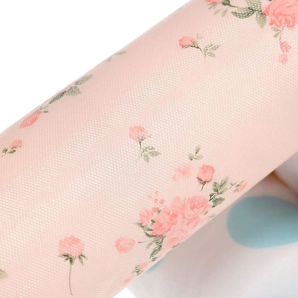 Icke-klibbiga lådhyllfoder, 2-pack, fuktsäkra dekorativa foder för hem, köksskåp, vacker blommig design