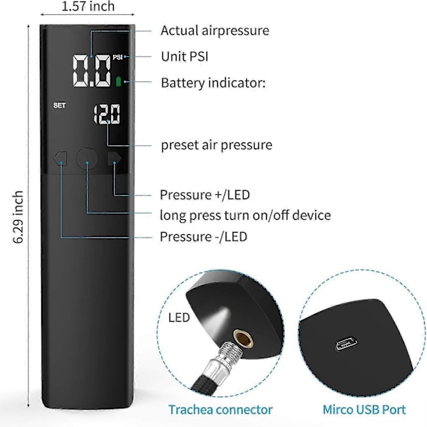 Xdj Elektrisk Bollpump - Portabel Snabb Uppblåsning med Exakt Tryckmätare - Digital LCD-Display