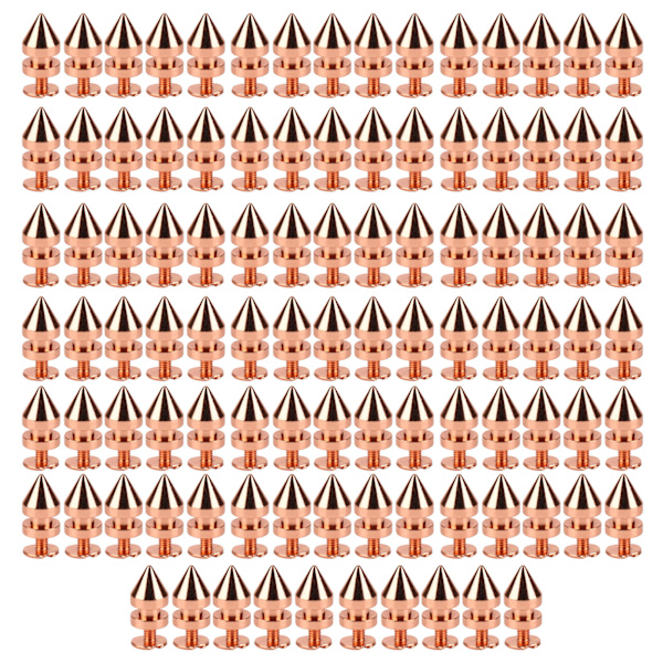100 set spikade koner spik nitar roséguld hög hårdhet skruv bak nitar spikar kit för DIY kläder väskor skor 8x13.5mm