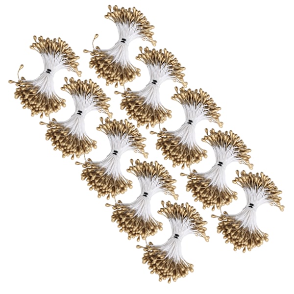 Pearl Stamen Golden Gypsum Simulation Double End Artificial Bouquet Making Accessories(3mm（#6） 900)